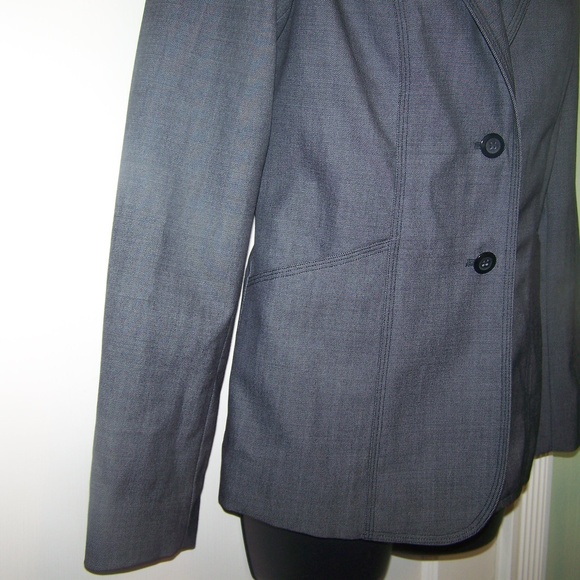 Express Womens Blazer Jacket Gray Stretch 3/4 Line - Picture 3 of 8